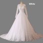 Custom Vintage Floral Pearl Applique Lace/Tulle A Line Wedding Gown All Sizes