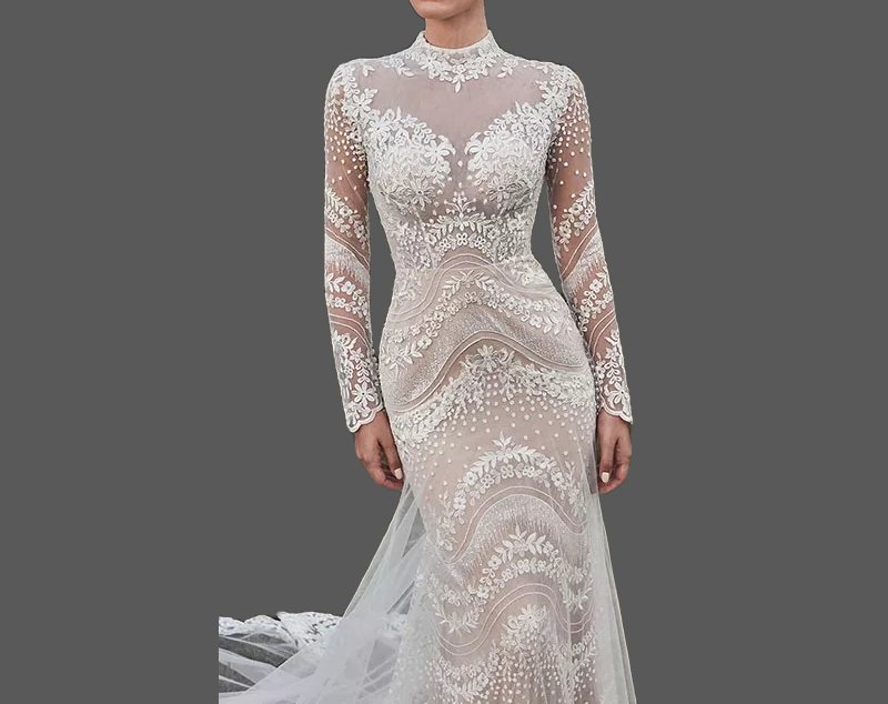 Custom Bohemian Beaded Lace Mermaid Wedding Gown All Sizes