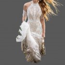 Custom Bohemian Crochet Lace Sheath Wedding Gown All Sizes