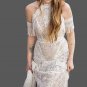 Custom Bohemian Crochet Lace Sheath Wedding Gown All Sizes