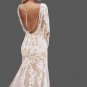 Custom Bohemian Jacquard Applique Mermaid Wedding Gown All Sizes