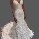 Custom Lace  Applique Fit & Flair Summer Wedding Gown All Sizes