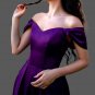 Custom (Gothic) Simple Off Shoulder Satin A Line Wedding Gown All Sizes