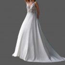 Custom Sumer Floral Applique Lace/Satin A Line Wedding Gown All Sizes