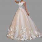 Custom Princess Floral Applique/Tulle Ball Wedding Gown All Sizes