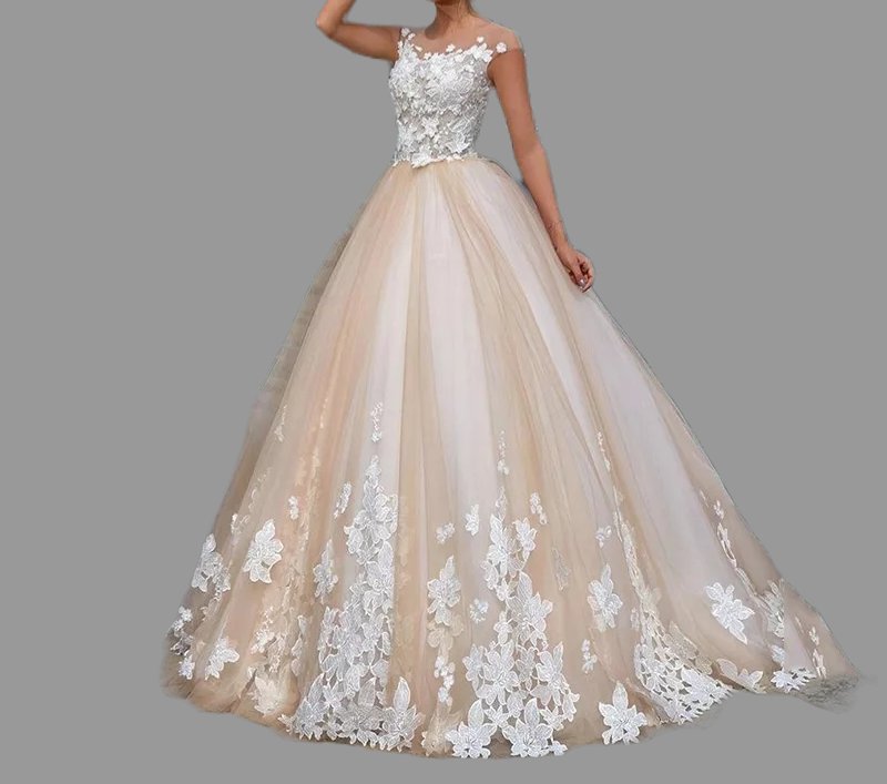 Custom (Gothic) Princess Floral Applique/Tulle Ball Wedding Gown All Sizes