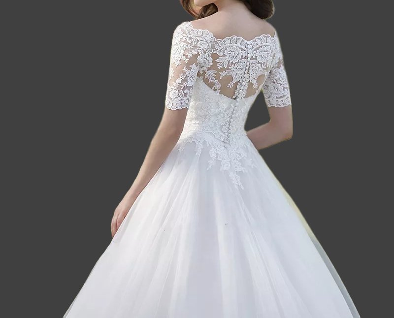Custom Classic Vintage Lace Bateau A Line Wedding Gown All Sizes