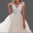 Custom Illusion Lace Applique/Tulle Cathedral Train Ball Gown All Sizes