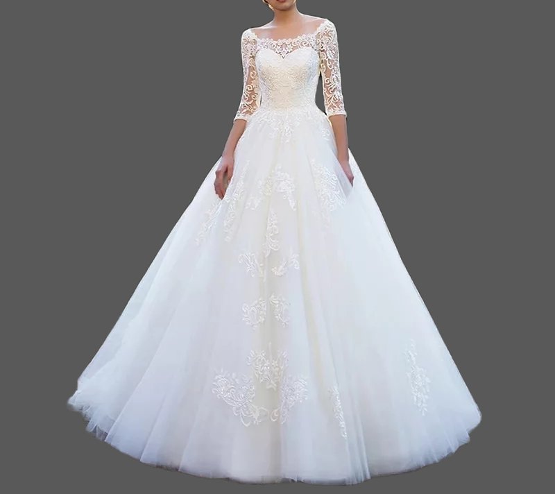 Custom (Gothic) Vintage Lace/Tulle A Line Wedding Gown All Sizes