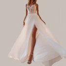 Custom Summer Sexy Illusion Lace/Chiffon A Line Wedding Gown All Sizes