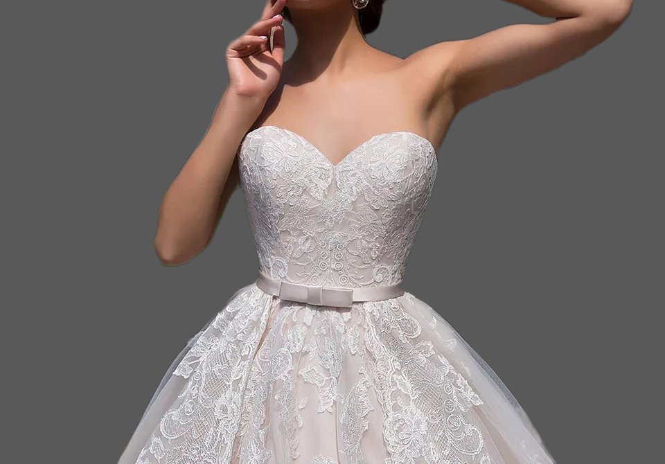 Custom Strapless Lace Applique/Organza Princess Wedding Gown All Sizes