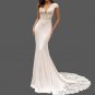Custom Bling Minimalist Sexy Satin/Lace Sheath Wedding Gown All Sizes