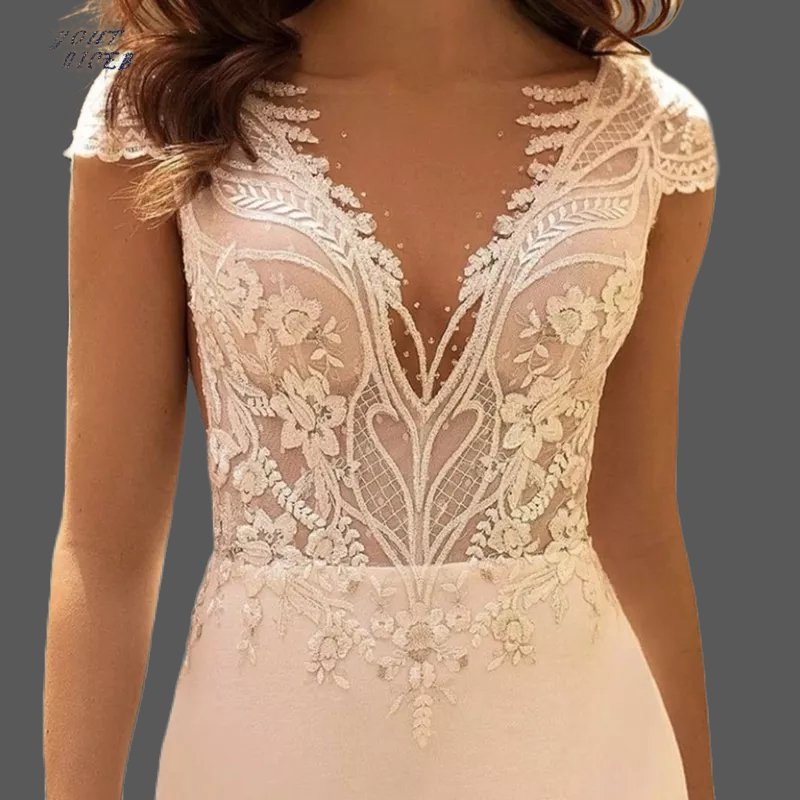 Custom Bling Minimalist Sexy Satin/Lace Sheath Wedding Gown All Sizes