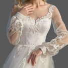 Custom Vintage Pearl Accent Tulle A Line Wedding Gown All Sizes