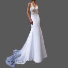 Custom Sexy Dramatic Lace/Satin Sheath Wedding Gown All Sizes