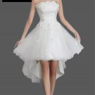 Custom Bling Accent Lace Applique High Low Elopement Dress Set All Sizes