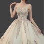 Custom Champagne Couture Sequined Lace Tulle Royal Train Ball Wedding Gown All Sizes