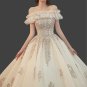 Custom Champagne Couture Sequined Lace Tulle Royal Train Ball Wedding Gown All Sizes