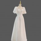 Custom Vintage Pearl Accent Satin/Tulle A Line Wedding Gown All Sizes