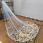 Sequin Accented Lace Edge Tulle Long Wedding Veil