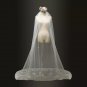 Romantic Lace Detailed Tulle Chapel Length Drop Wedding Veil