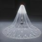 Sequin Lace Edge Tulle Long Wedding Veil w/ Blusher