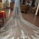 Swirl Floral Lace Edge Tulle Wedding Veil Pick Length