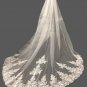 Swirl Floral Lace Edge Tulle Wedding Veil Pick Length