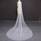 Unfinished Edge Pearled Tulle Wedding Veil Pick Length