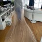 Unfinished Edge Pearled Tulle Wedding Veil Pick Length