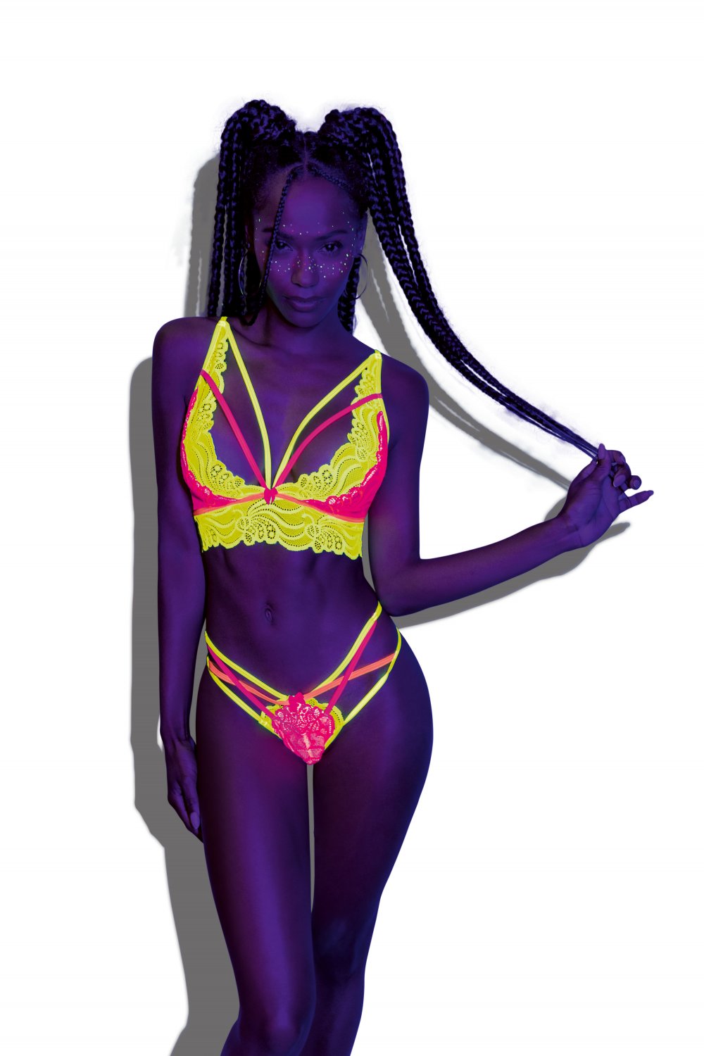Neon Nights UV Reactive Crop Top Set