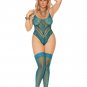 Crochet Lace SleepwearTeddy & Stockings Set