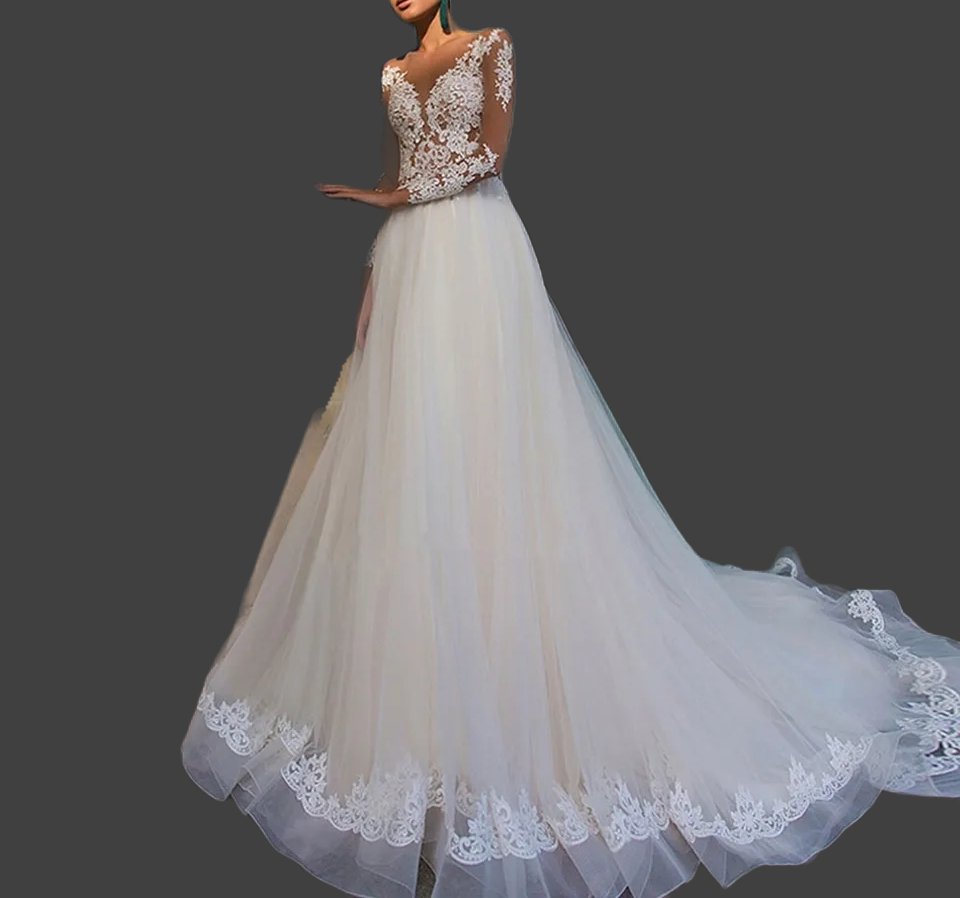 Custom Lace/Organza Modern A Line Wedding Gown All Sizes/Colors