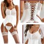 Convertible Lace Bust Satin Corset & Panty Set
