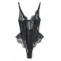 Striped Mesh & Eyelash Lace Sleepwear Teddy