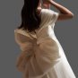 Custom Vintage Off Shoulder Bow Satin A Line Wedding Gown All Sizes/Colors