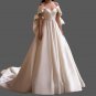 Custom Vintage Off Shoulder Bow Satin A Line Wedding Gown All Sizes/Colors