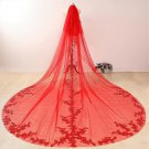Lace Detail Long Wedding Veil w/ Blusher