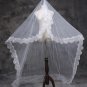 Antique Lace Trim Wedding Veil w/ Blusher Lengths/Colors