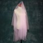 Simple Soft Pink Tulle Mantilla Wedding Veil w/ Blusher