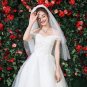 Waist Length Simple Tulle Wedding Veil w/ Blusher All Colors