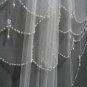 Antique Draped Layered Beaded Trim Flyaway Wedding Veil