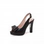 Glitter Bow Sling Back Chunky 4" Heels