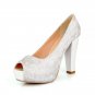 Glitter 4" Chunky Heel Peep Toe Pumps