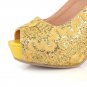 Glitter 4" Chunky Heel Peep Toe Pumps