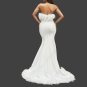Feather Trim Satin Trumpet Wedding Gown All Sizes/Colors
