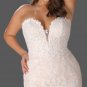 Strapless Lace Applique/Tulle Trumpet Wedding Gown All Sizes/Colors