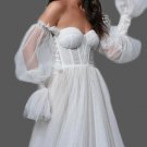 Sparkle Tulle A Line Wedding Gown Detach Sleeves All Sizes/Colors