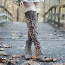 Suede Microfiber Over the Knee Steampunk/Victorian Lace-Up Boots