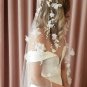 3D Floral Applique & Pearl Detail Wedding Veil Sizes/Colors